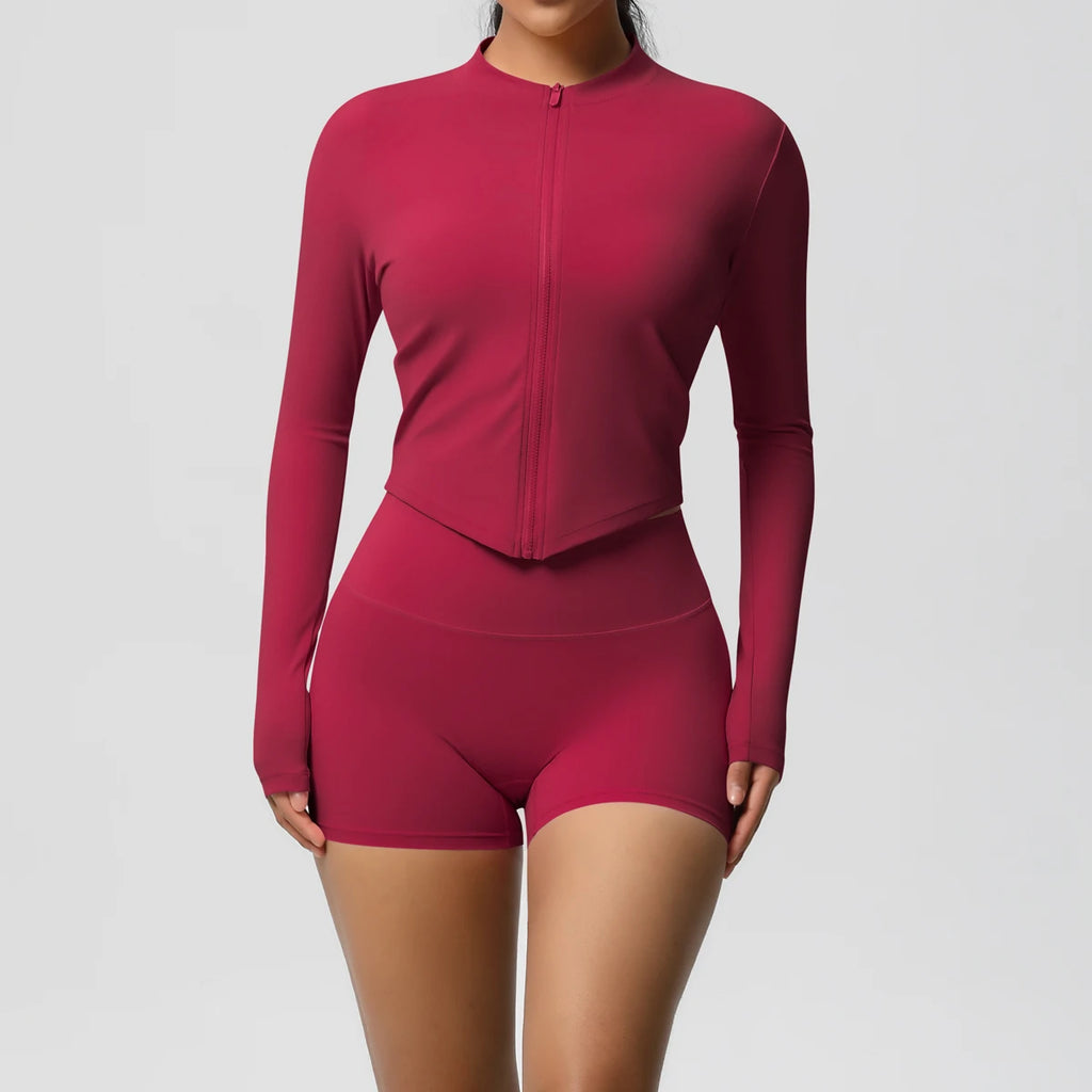 Hip-lifting Tight Zipper Jacket Set