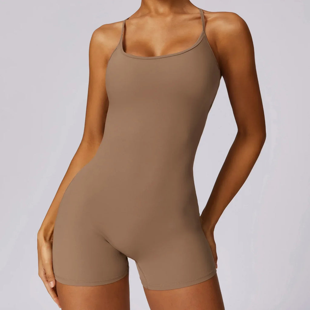 Seamless One Piece Suit - Sexy V-Back Shorts Sports Jumpsuit