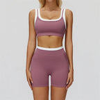 Gym Shorts Sets Tracksuit - Two Fake Pieces Contrasting Color