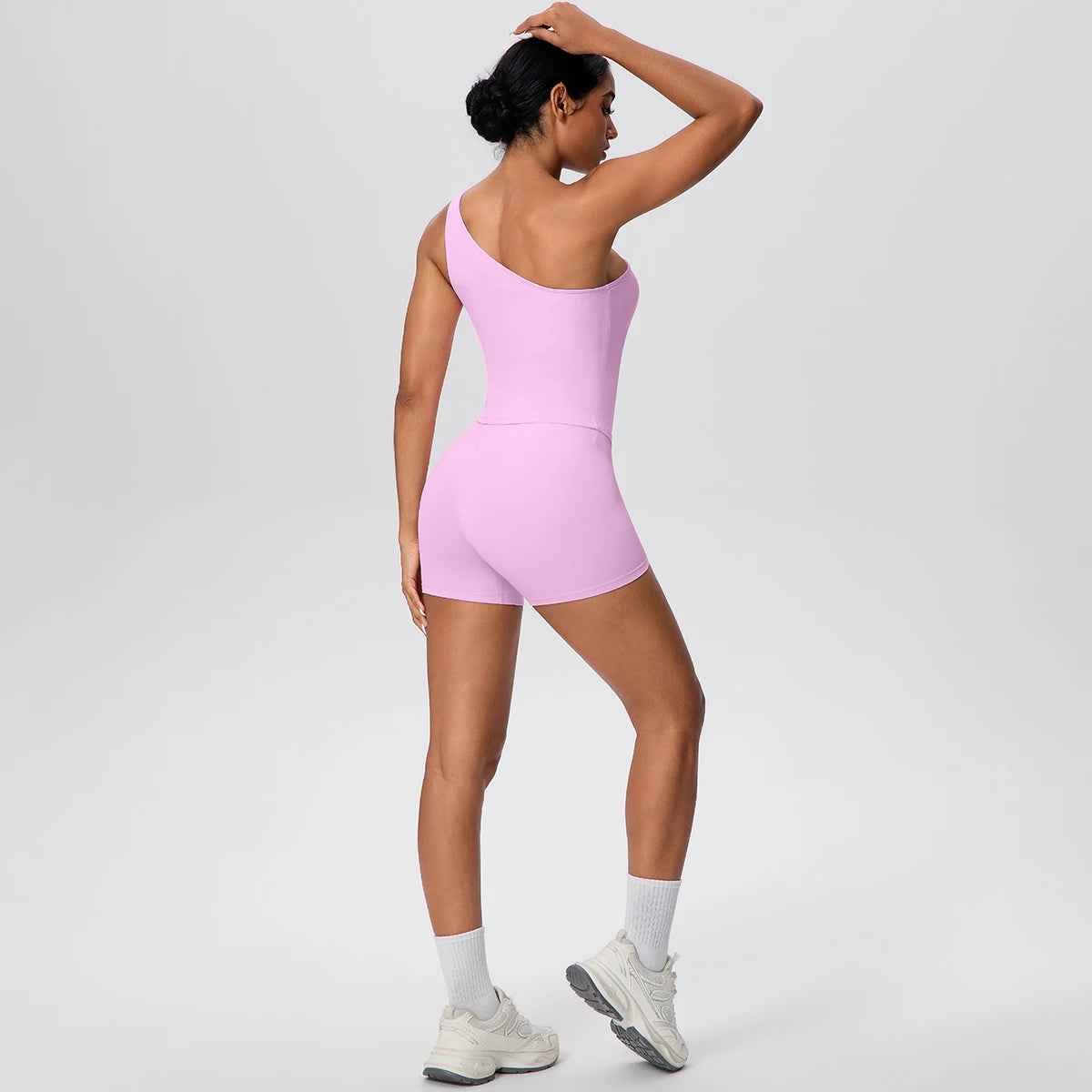 Gym Set - Sport Leggings Shorts Breathable Hip-lifting Backless Single Shoulder Bra