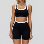 Gym Shorts Sets Tracksuit - Two Fake Pieces Contrasting Color