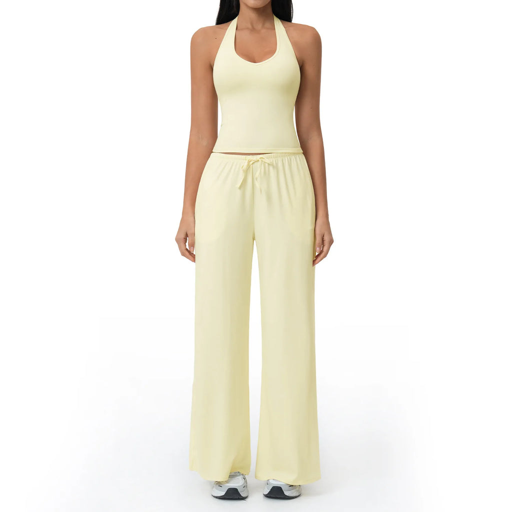 Gym Fitness Set Tracksuit - Sports Bra Flared Trousers Suit