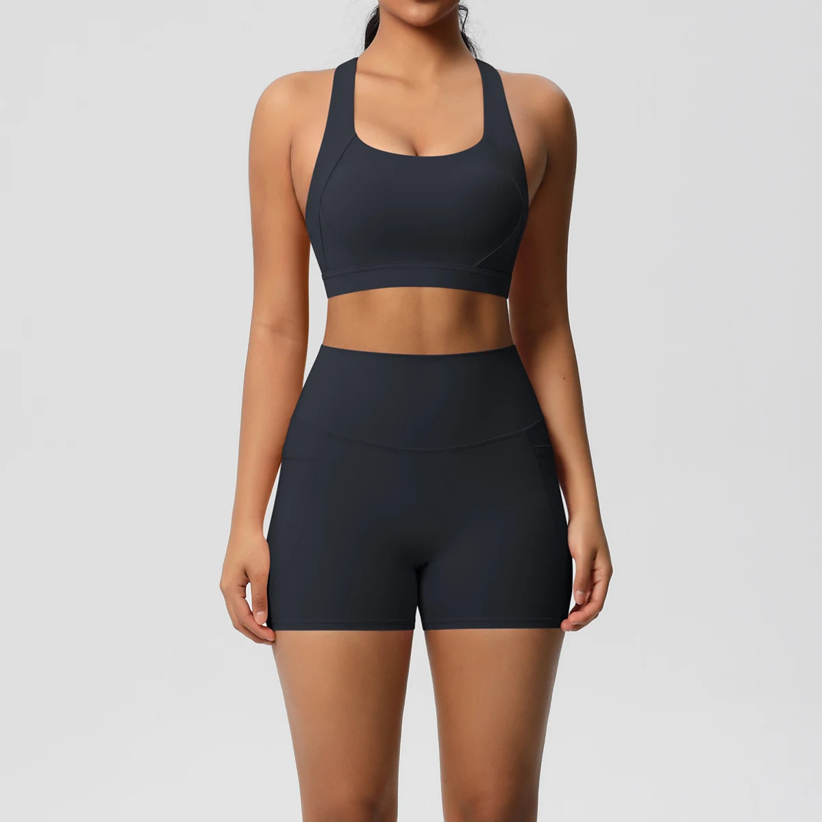 2PCS Pocket Yoga Set – Seamless High Waist Gym Outfit