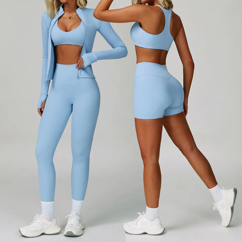 2-3PCS Yoga Suit - Tracksuit Sports Bra High Waist/Leggings Shorts Outfit