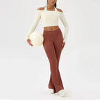 Long Sleeve T-Shirt for Women - Off Shoulder, Sexy Tight Gym Workout Top