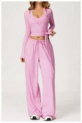 Gym Fitness Set Tracksuit - Sports Bra Flared Trousers Suit