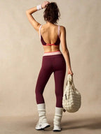 Color-Blocked Backless Sports Bra And Leggings Set