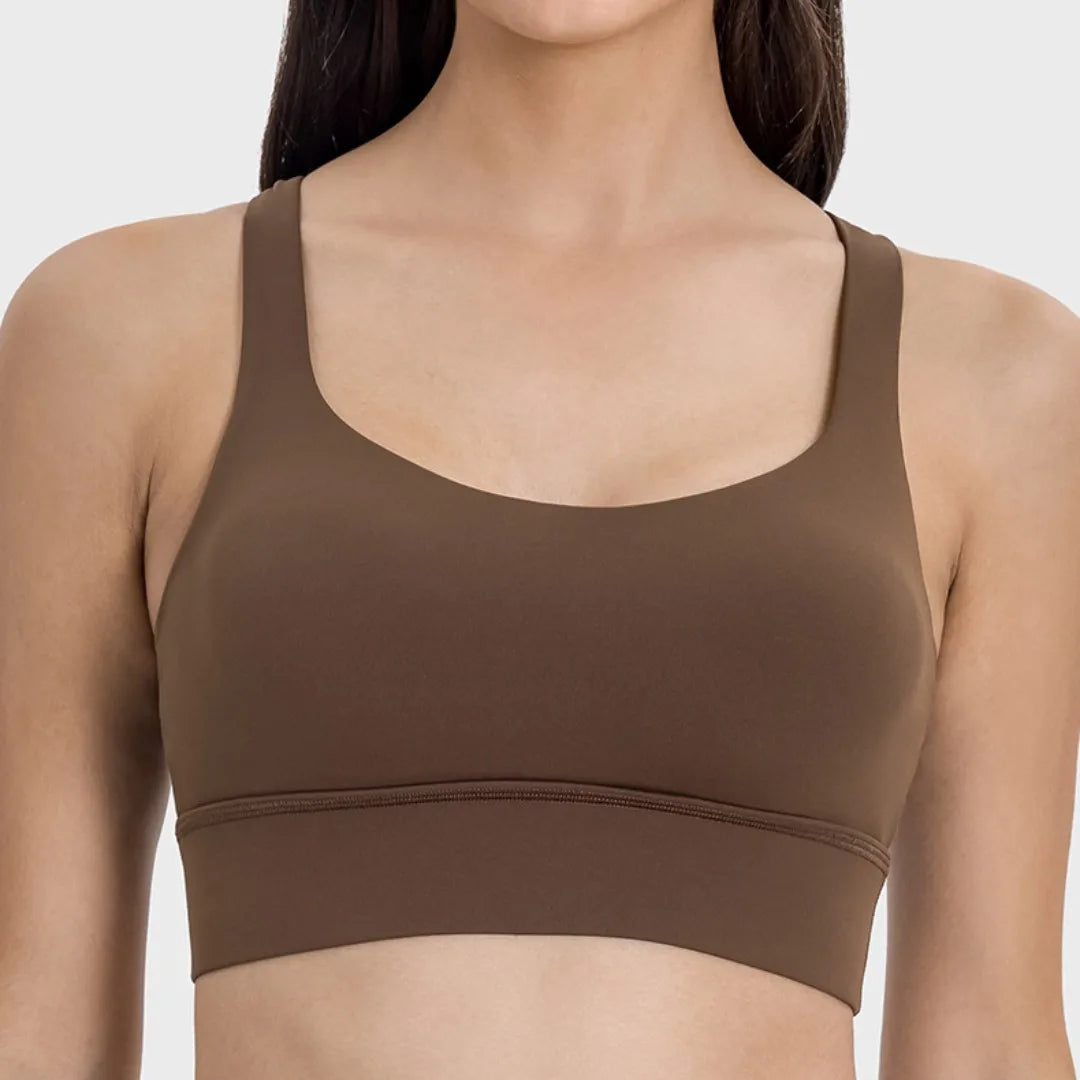 Solid Color Gym Fitness Bra - Tight Sport Top Tank/Soft Shockproof