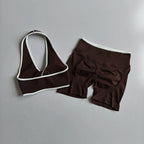 Sexy Splicing Gathering Sports Vest - High Elasticity & Hip Lifting Fitness Set