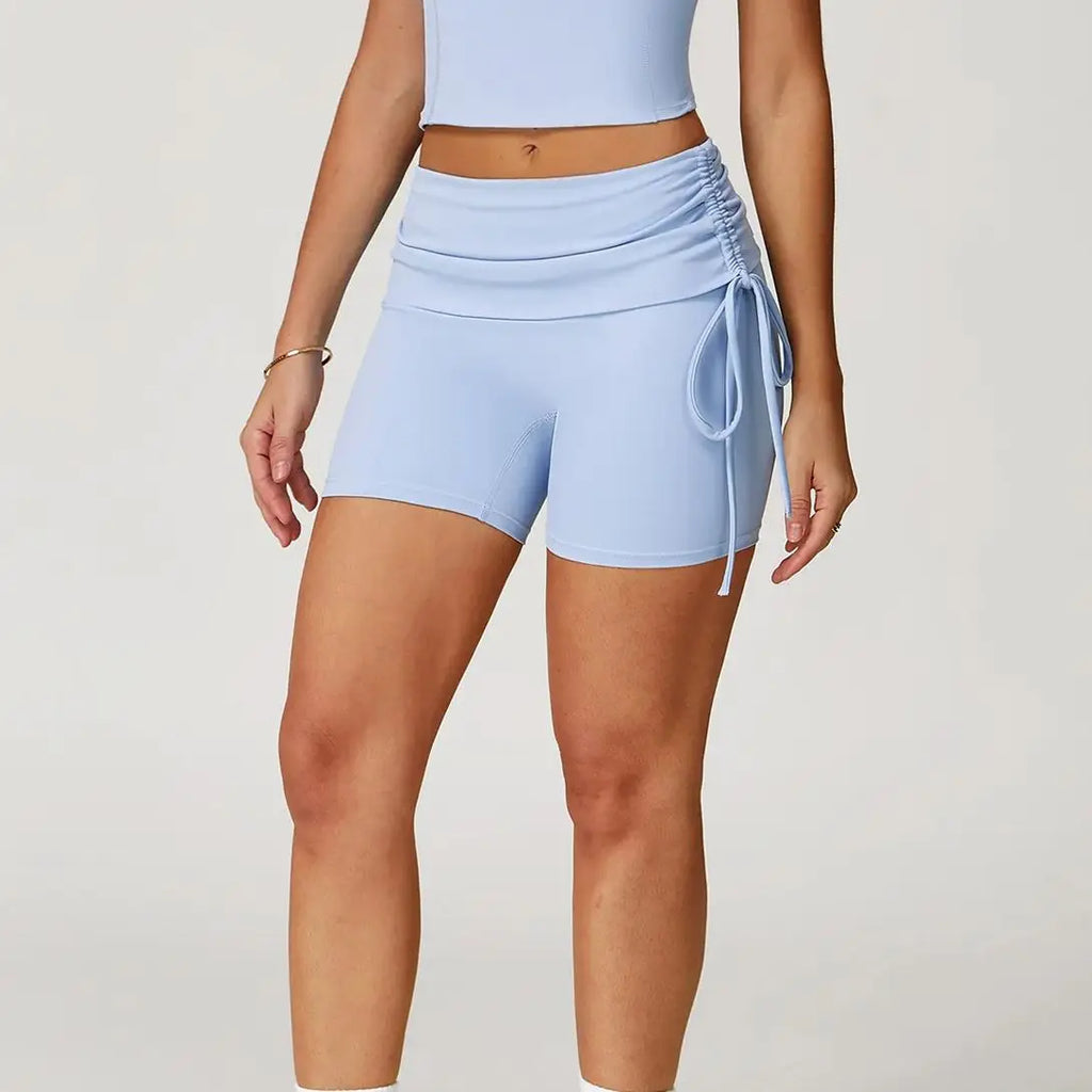 High-Waist Breathable Yoga Shorts - Drawstring Casual Sports Shorts