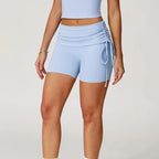 High-Waist Breathable Yoga Shorts - Drawstring Casual Sports Shorts