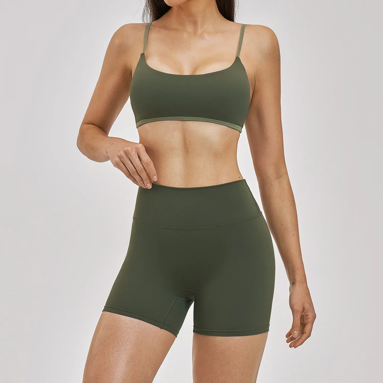 Athletic Shorts Solid Bras Set