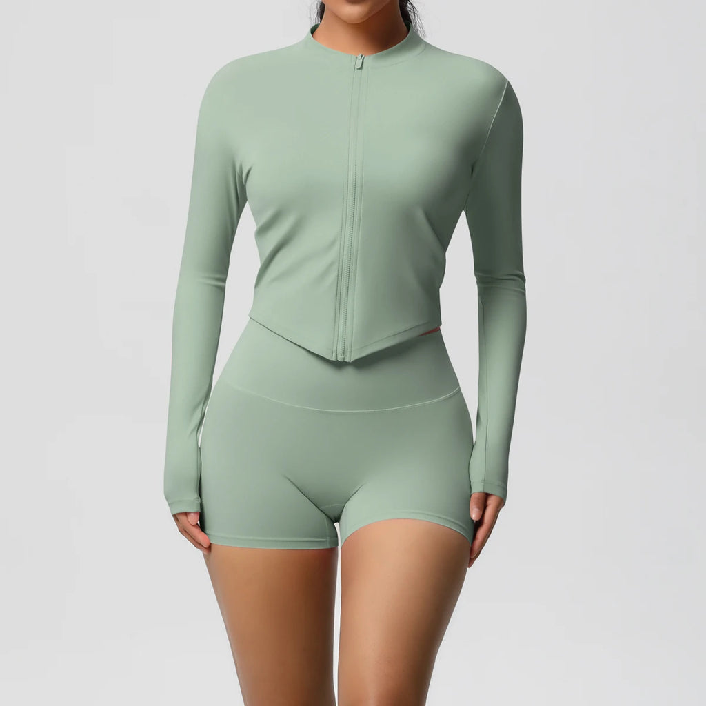 Hip-lifting Tight Zipper Jacket Set