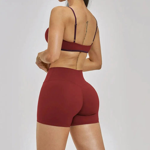 Athletic Shorts Solid Bras Set