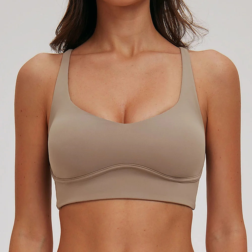 Sexy V-neck Sports Bra - Cross Back Strap