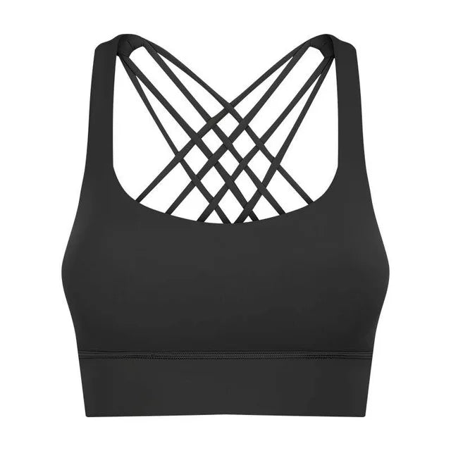 Solid Color Gym Fitness Bra - Tight Sport Top Tank/Soft Shockproof