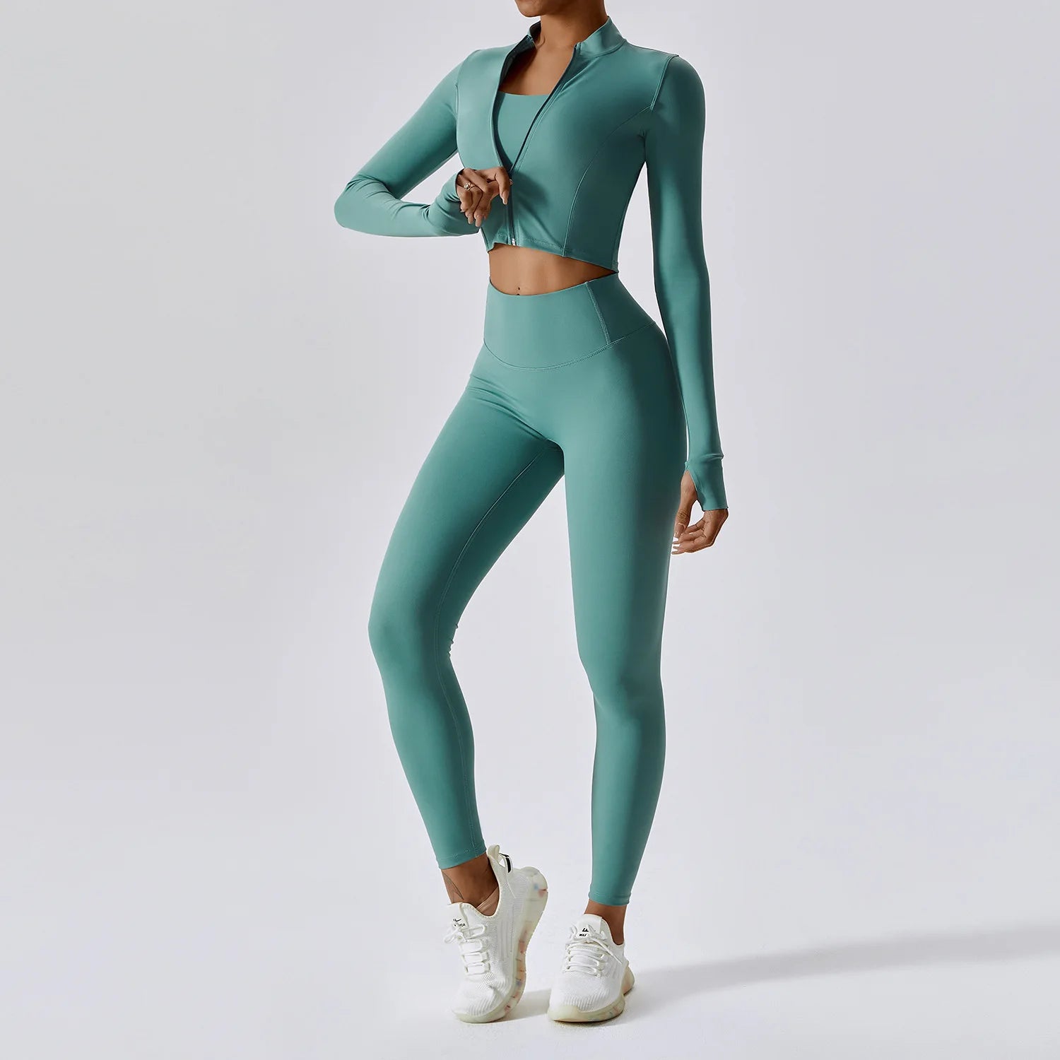 3PCS Yoga Set - Fitness zipper Long Sleeve
