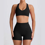 Naked Feel Quick-Dry Yoga Set - Strappy Sports Bra & Seamless Leggings