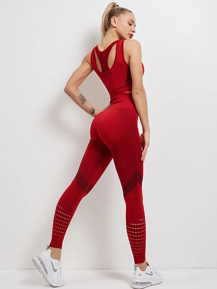 Seamless Activewear 2 Piece Set - High Waist Leggings & Sports Bra
