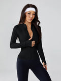 Long-Sleeve Fitted Athletic Jacket for Spring & Fall - Ideal for Running, Gym Workouts & Yoga