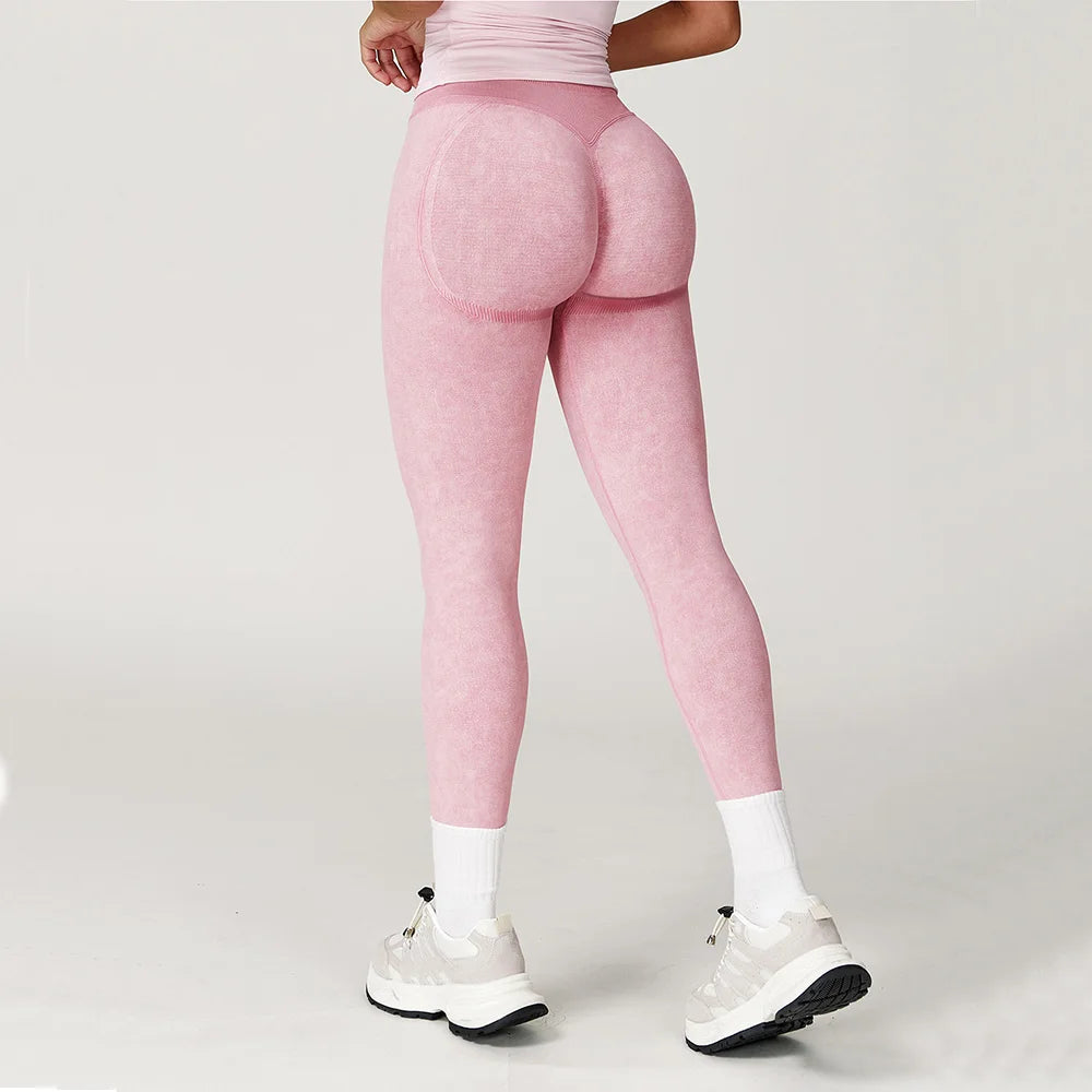 Seamless Yoga Pants High Waist Ribbed Gym Wear - Scrunch Bum Tights