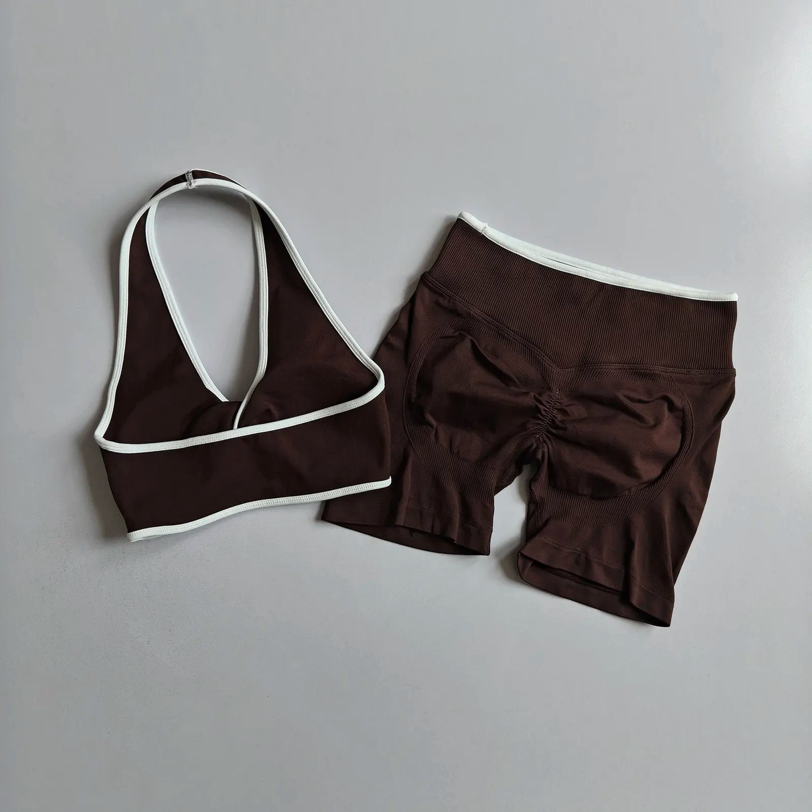 Sexy Splicing Gathering Sports Vest - High Elasticity & Hip Lifting Fitness Set