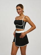 Athletic Set: Padded Crop Top (Built - in Bra) & Skort with Hidden Side Pockets