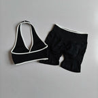 Sexy Splicing Gathering Sports Vest - High Elasticity & Hip Lifting Fitness Set