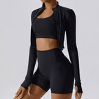 3PCS Yoga Set - Fitness zipper Long Sleeve