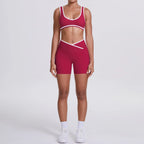 New Yoga Bra Fitness Shorts Set - High Waist Crossover Design