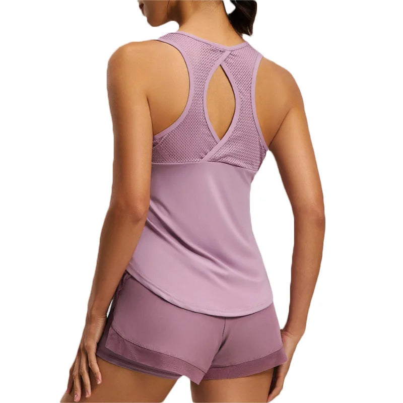 Athletic Cloth Mesh Breathable Back Sleeveless Running Top