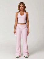 2-Piece Yoga Set Vest And Flared Pants - High Stretch Sportswear Comfortable Fitness Outfit