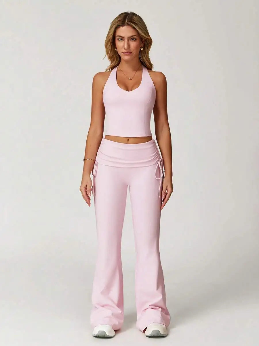 2-Piece Yoga Set Vest And Flared Pants - High Stretch Sportswear Comfortable Fitness Outfit