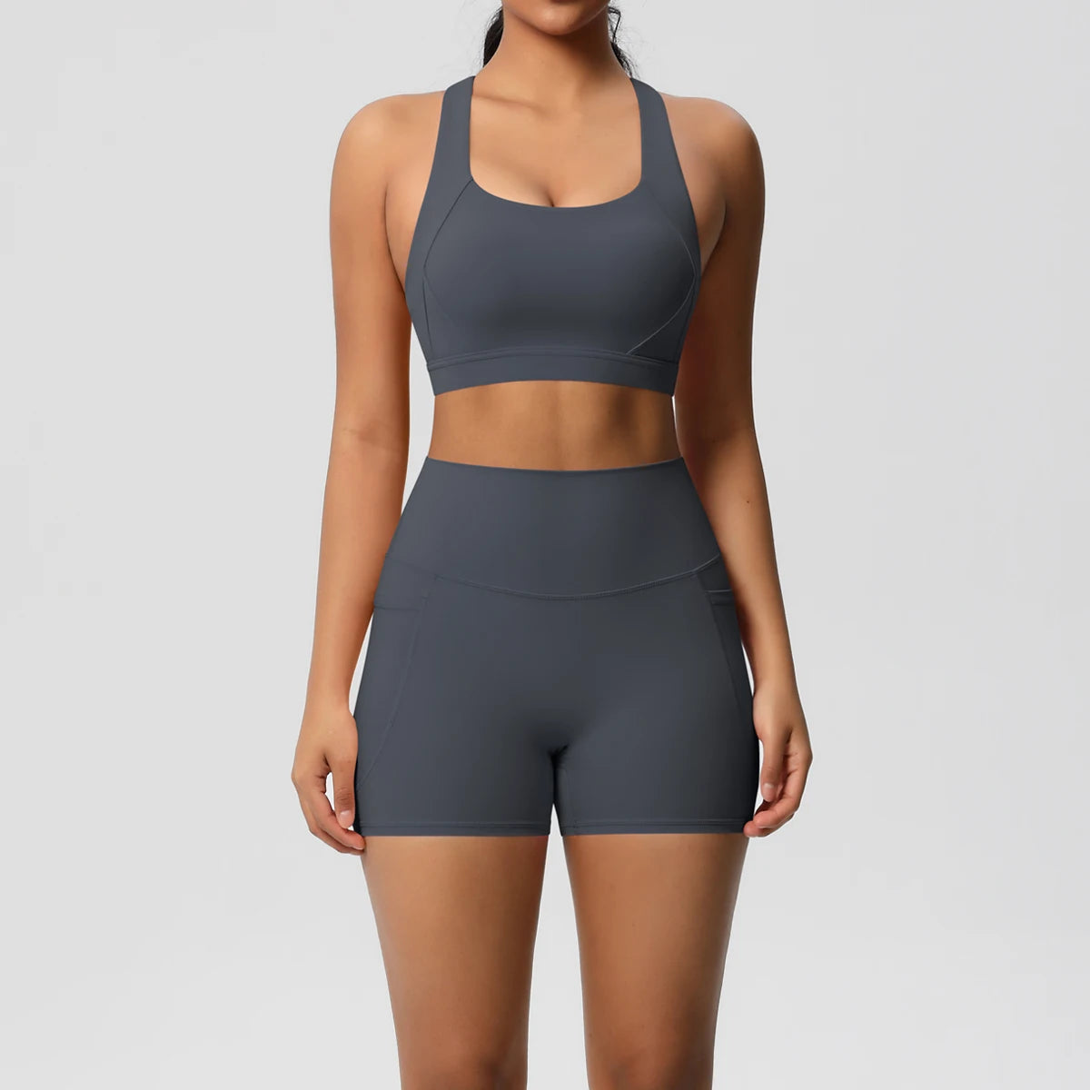 2PCS Pocket Yoga Set – Seamless High Waist Gym Outfit