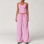 Gym Fitness Set Tracksuit - Sports Bra Flared Trousers Suit