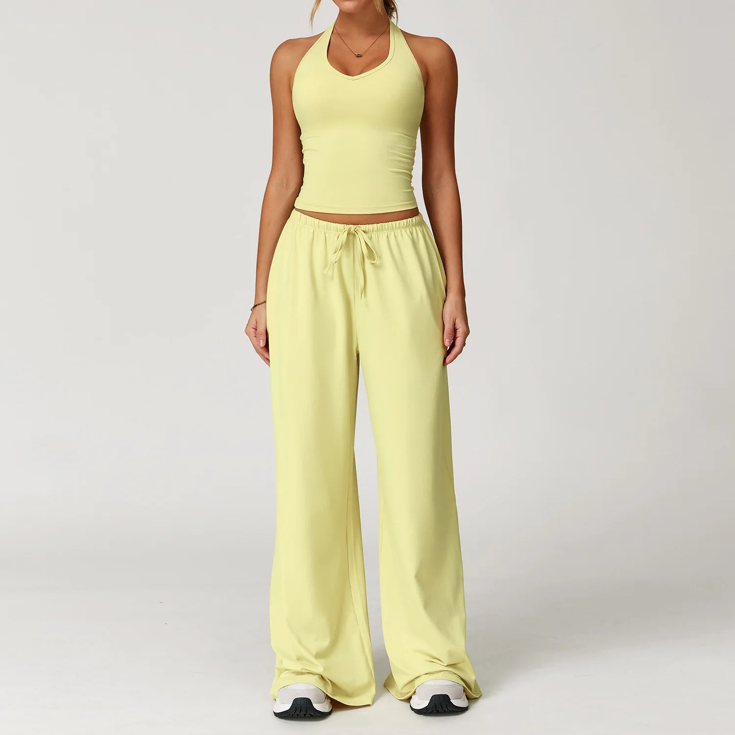 Gym Fitness Set Tracksuit - Sports Bra Flared Trousers Suit