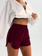 High-Waisted Slimming Workout Shorts With Side Slit 4-Way Stretch