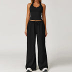 Gym Fitness Set Tracksuit - Sports Bra Flared Trousers Suit