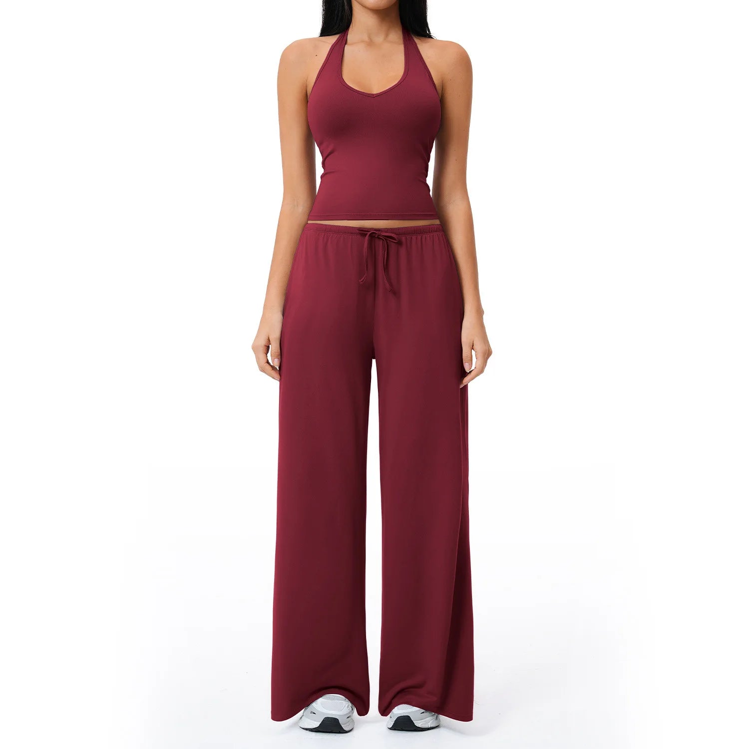 Gym Fitness Set Tracksuit - Sports Bra Flared Trousers Suit