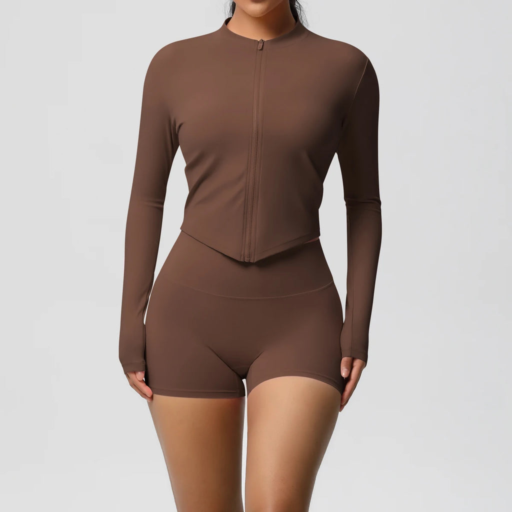 Hip-lifting Tight Zipper Jacket Set