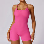 Seamless One Piece Suit - Sexy V-Back Shorts Sports Jumpsuit
