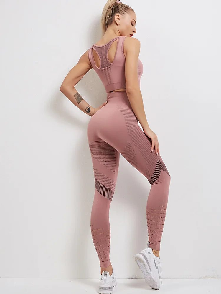 Seamless Activewear 2 Piece Set - High Waist Leggings & Sports Bra