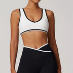 V-Neck Sports Bra Top - Push Up Gym Top