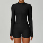 Threaded Stand Collar Slim Fit Yoga Jacket - Slimming Outdoor Windproof Top