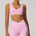 V-Neck Sports Bra Top - Push Up Gym Top