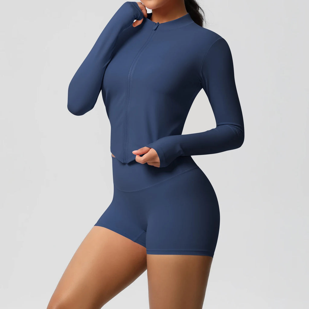 Hip-lifting Tight Zipper Jacket Set