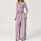 Gym Fitness Set Tracksuit - Sports Bra Flared Trousers Suit