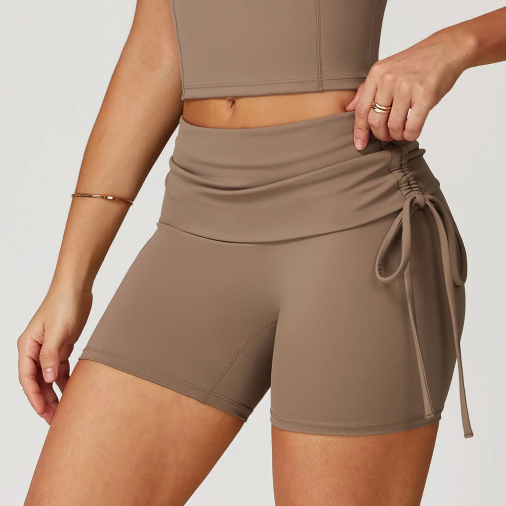 High-Waist Breathable Yoga Shorts - Drawstring Casual Sports Shorts