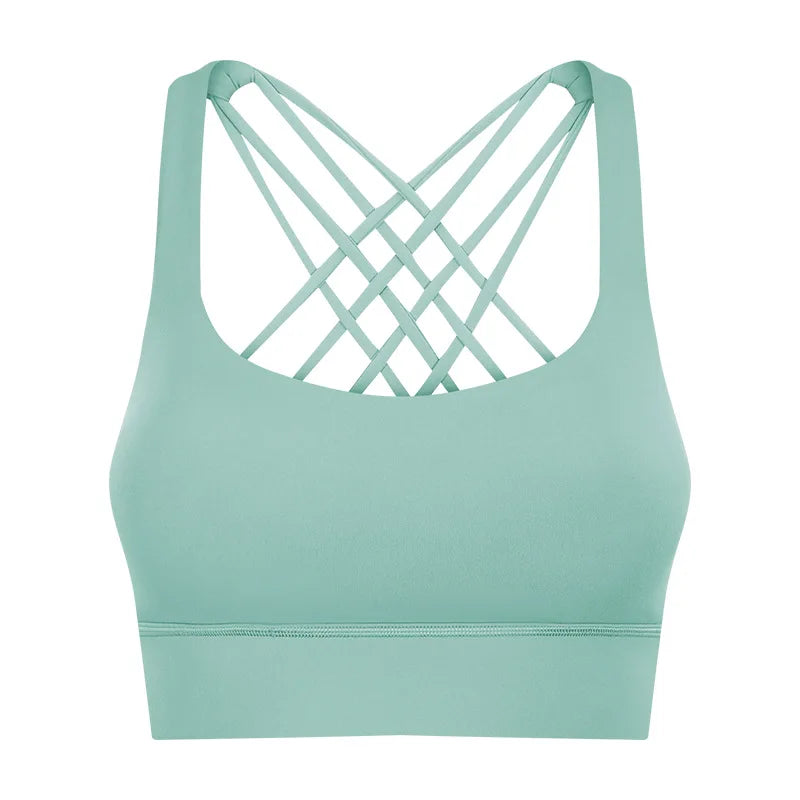 Solid Color Gym Fitness Bra - Tight Sport Top Tank/Soft Shockproof