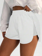 High-Waisted Slimming Workout Shorts With Side Slit 4-Way Stretch